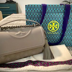 Tory Burch Fleming Matte Small Convertible Bag - Gray Heron